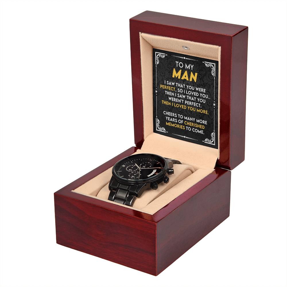 Birthday Gift For Husband, Boyfriend, Soulmate- Anniversary Gift for Him - Stylish Black Chronograph Watch
