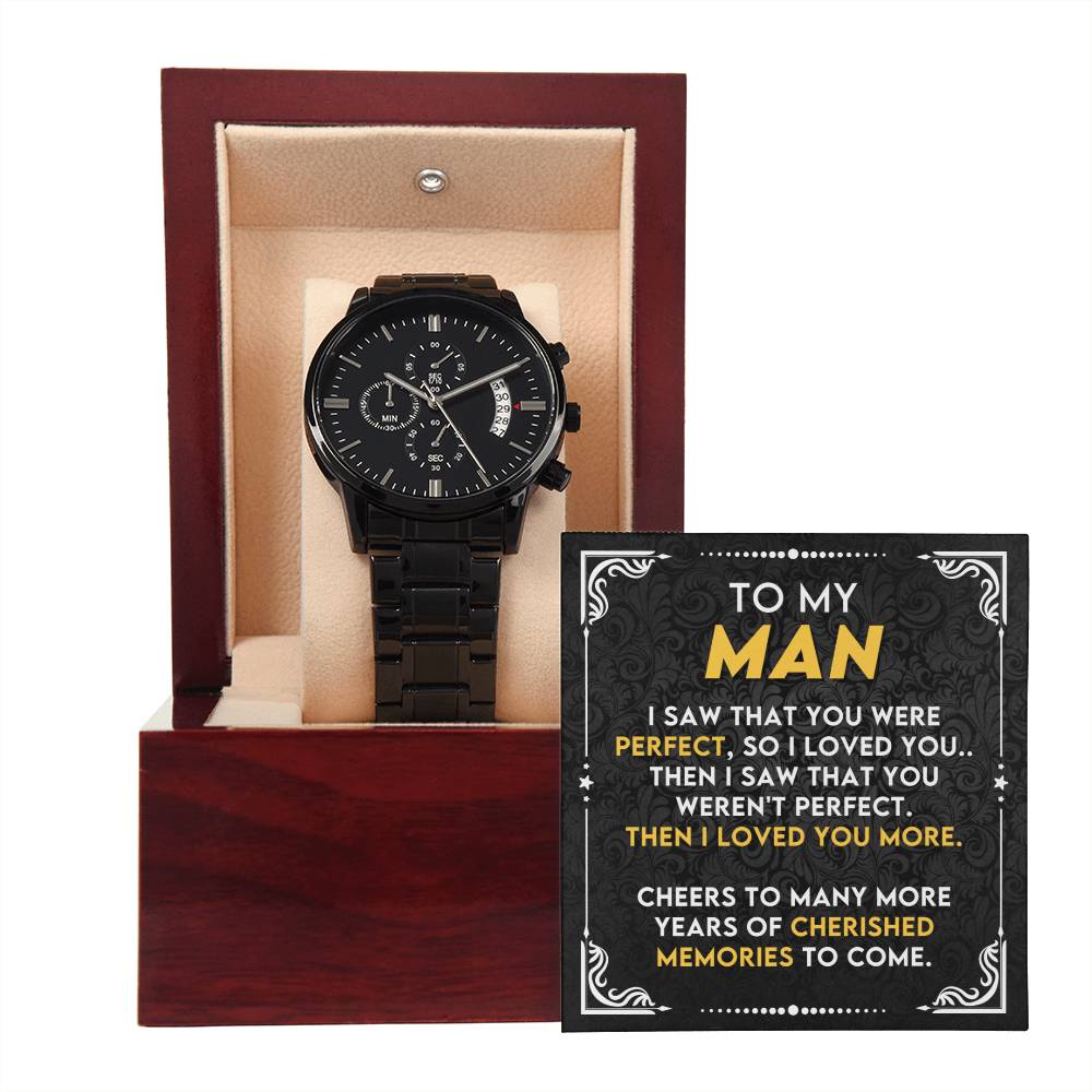 Birthday Gift For Husband, Boyfriend, Soulmate- Anniversary Gift for Him - Stylish Black Chronograph Watch