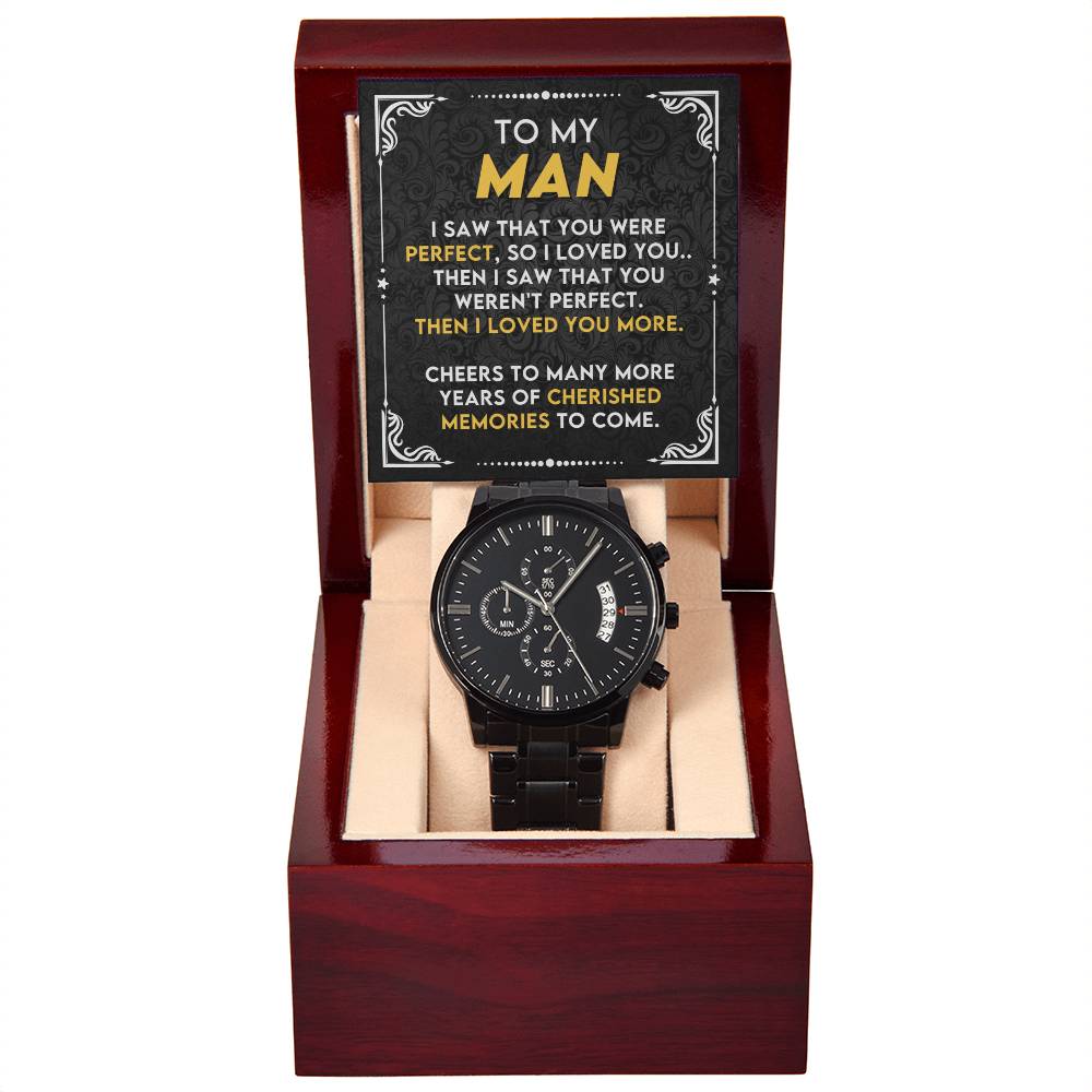 Birthday Gift For Husband, Boyfriend, Soulmate- Anniversary Gift for Him - Stylish Black Chronograph Watch