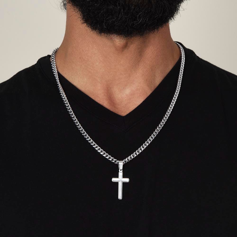 Gift for Bonus Dad from Daughter - Christian Cross Necklace Gift - Thank you for Stepping Up!