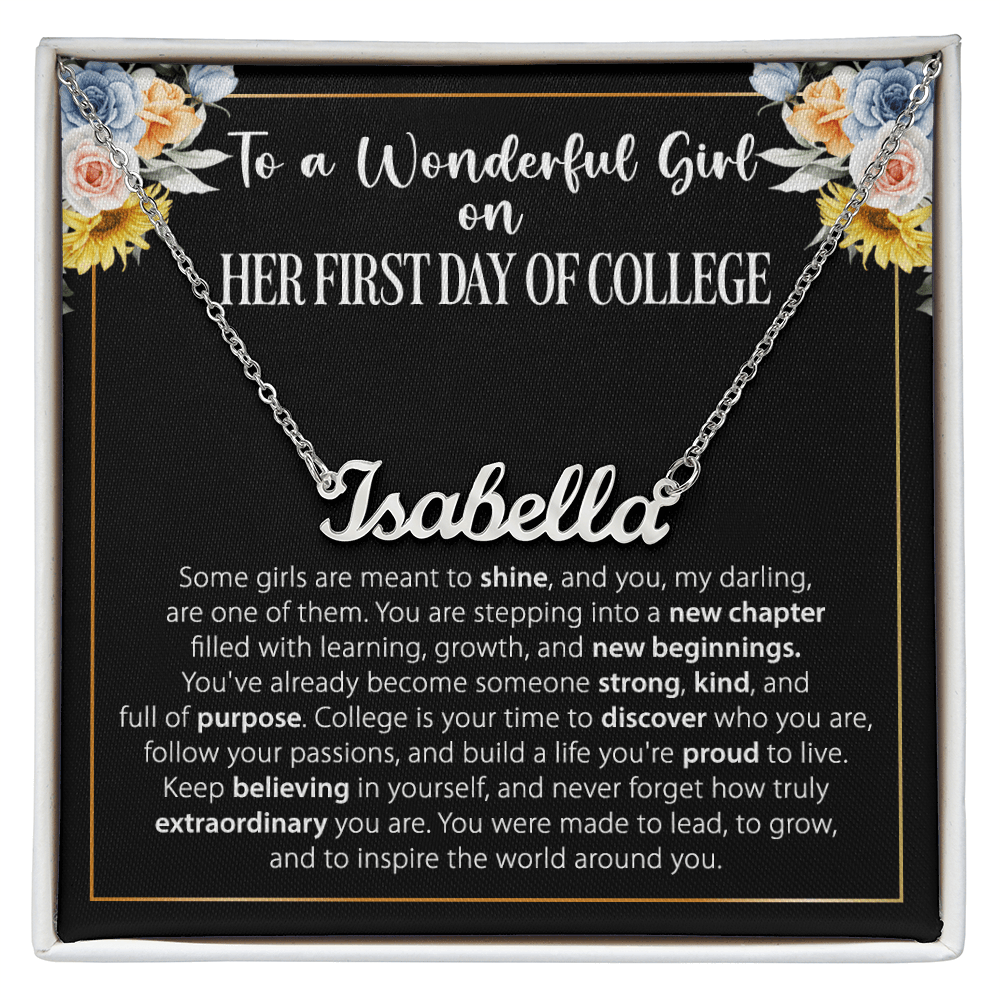 1st Day of College Gift - Custom Name Necklace