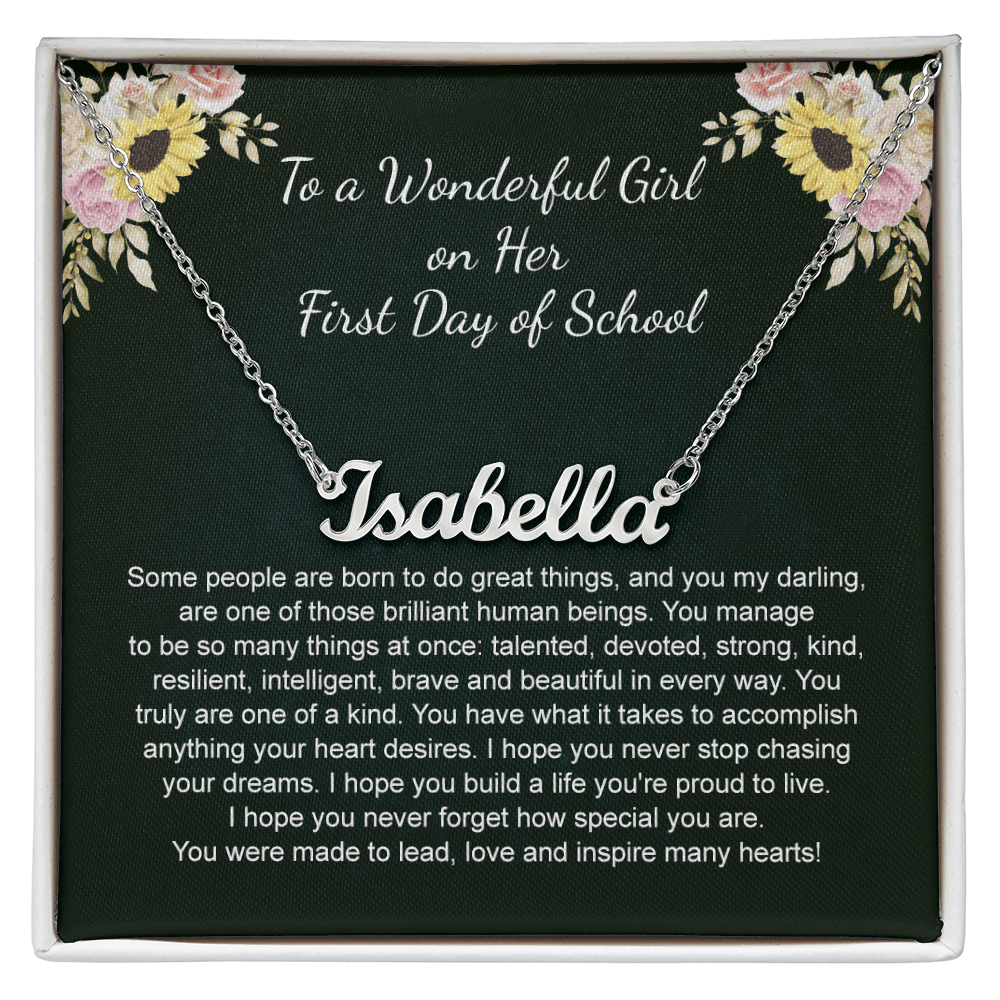 1st Day of School Gift- Custom Name Necklace