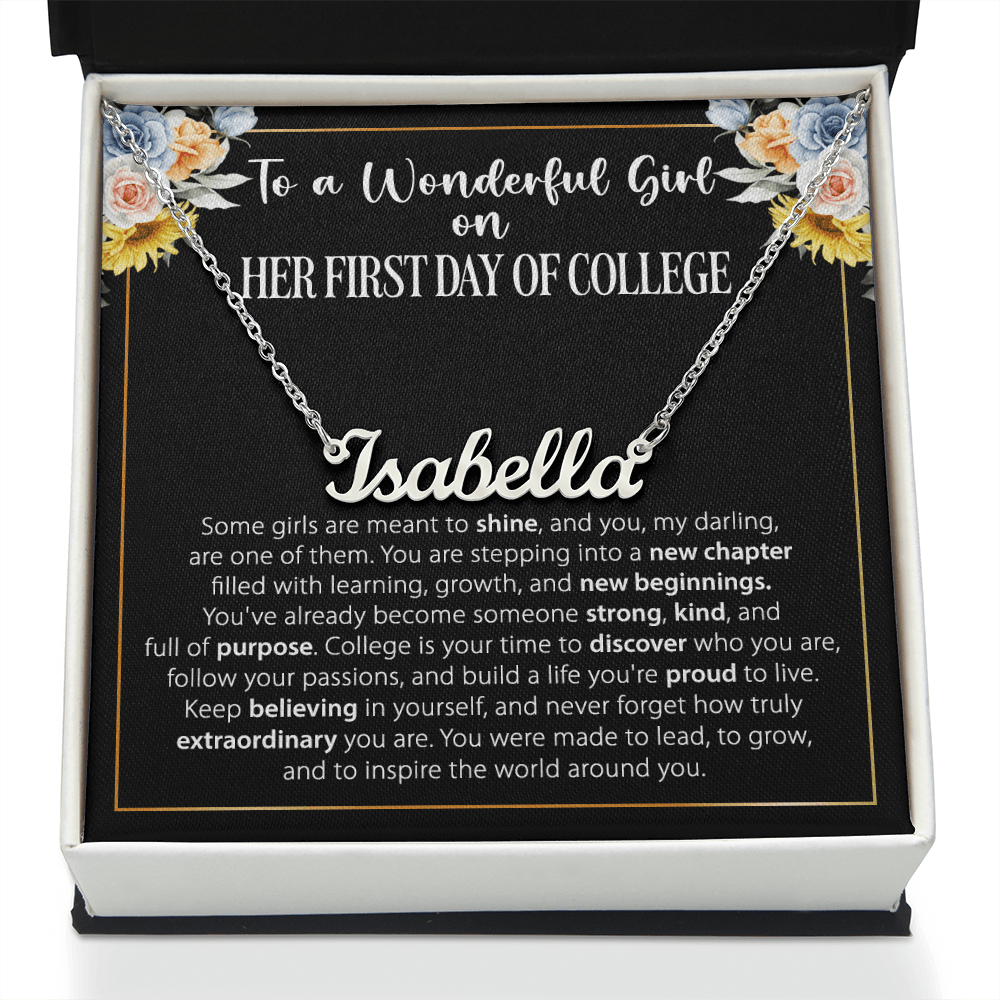 1st Day of College Gift - Custom Name Necklace