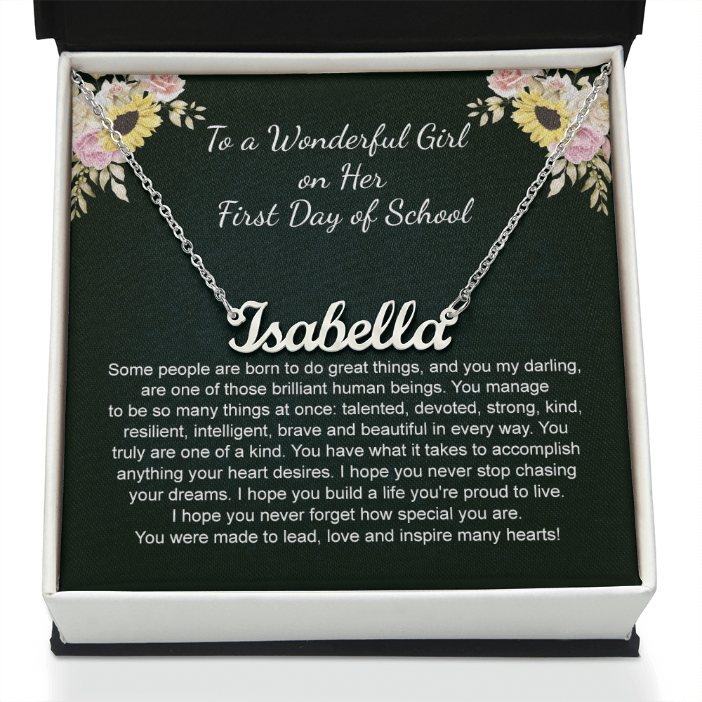 1st Day of School Gift- Custom Name Necklace