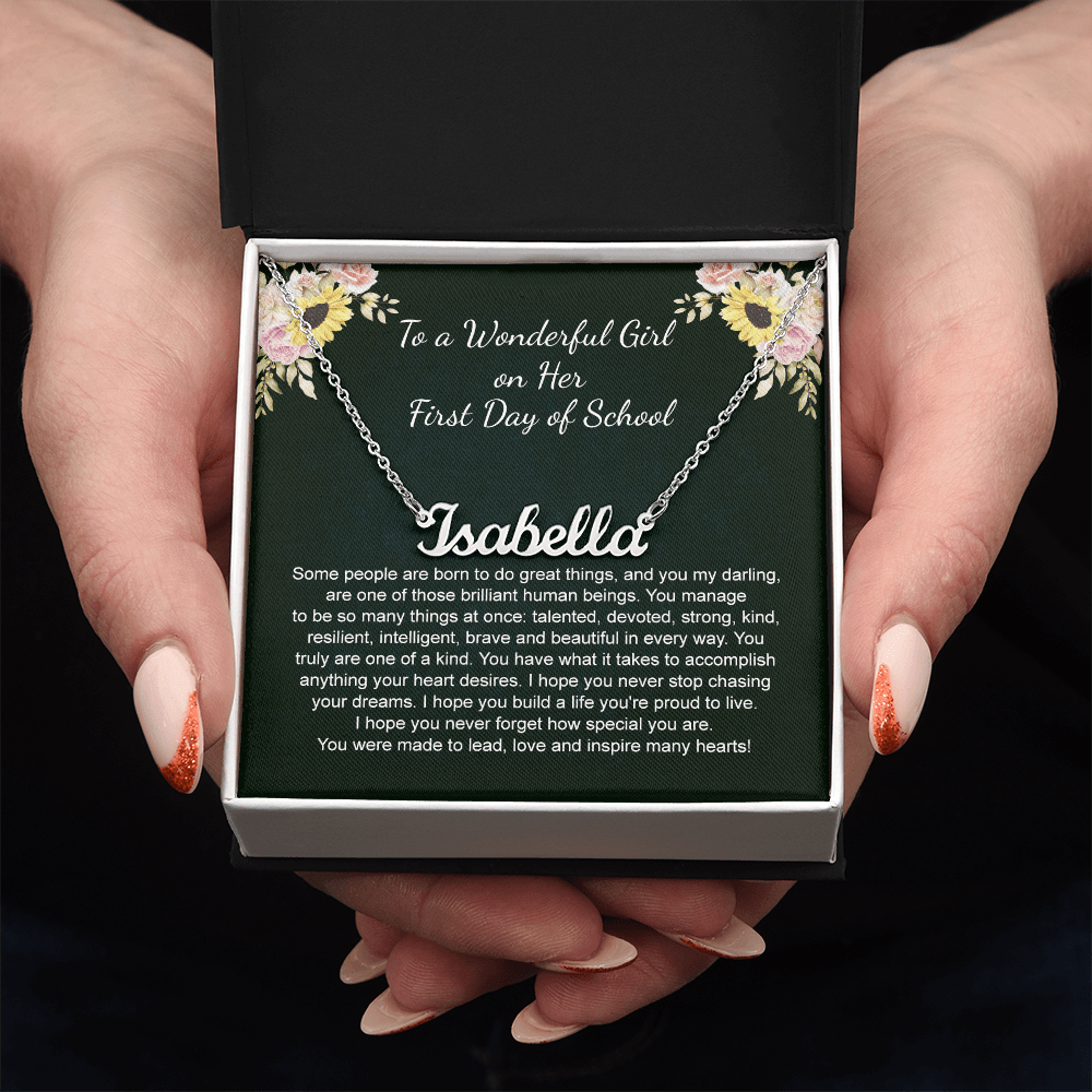 1st Day of School Gift- Custom Name Necklace