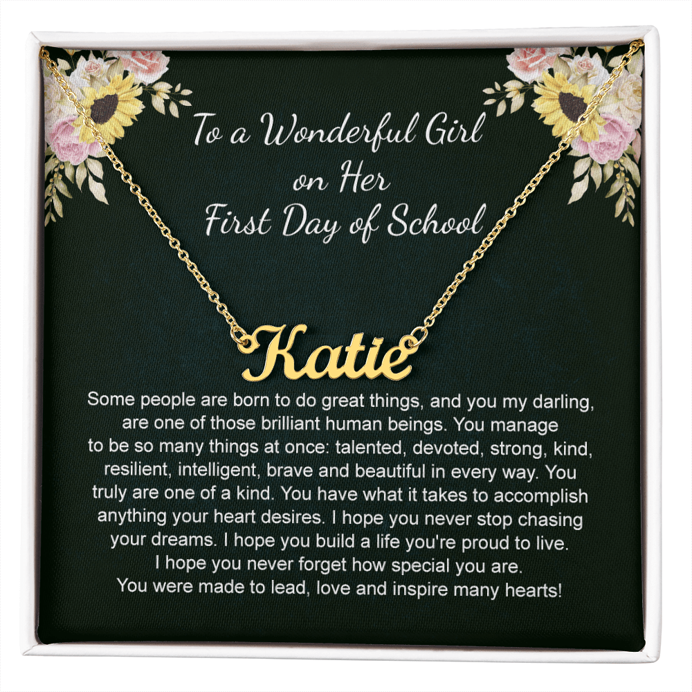 1st Day of School Gift- Custom Name Necklace