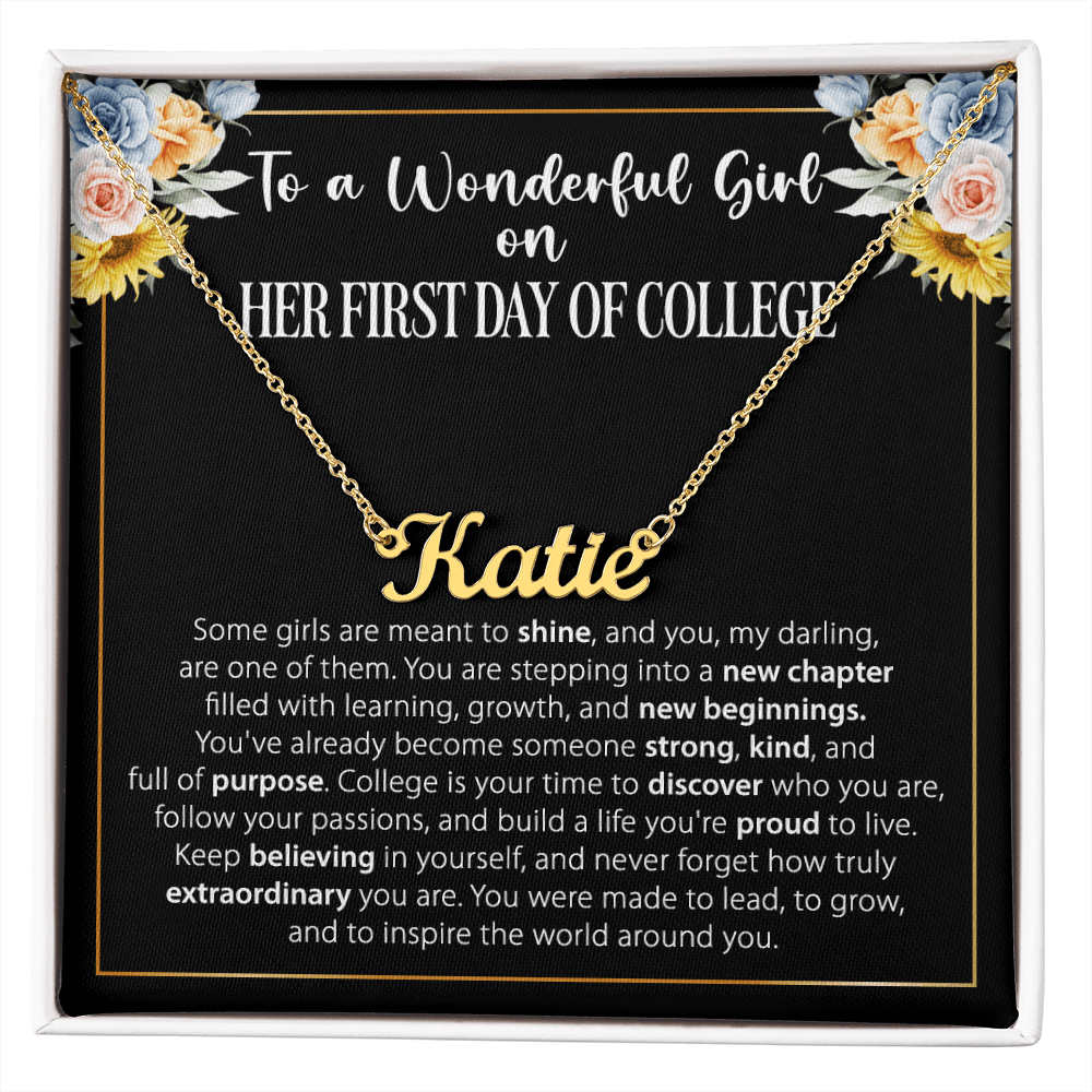 1st Day of College Gift - Custom Name Necklace