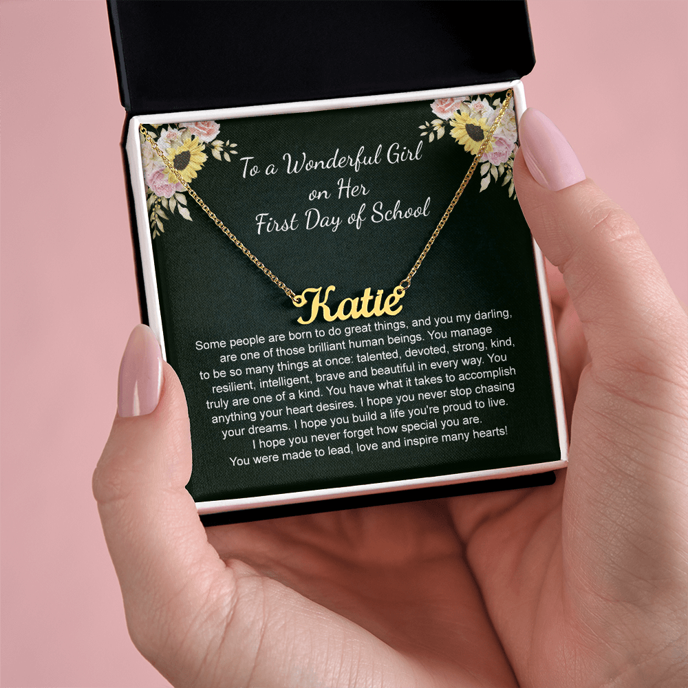 1st Day of School Gift- Custom Name Necklace