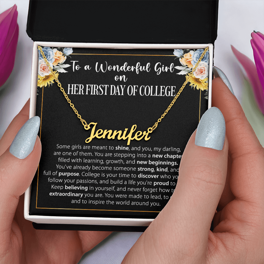 1st Day of College Gift - Custom Name Necklace