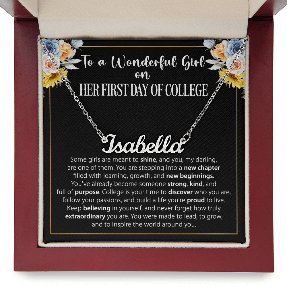 1st Day of College Gift - Custom Name Necklace
