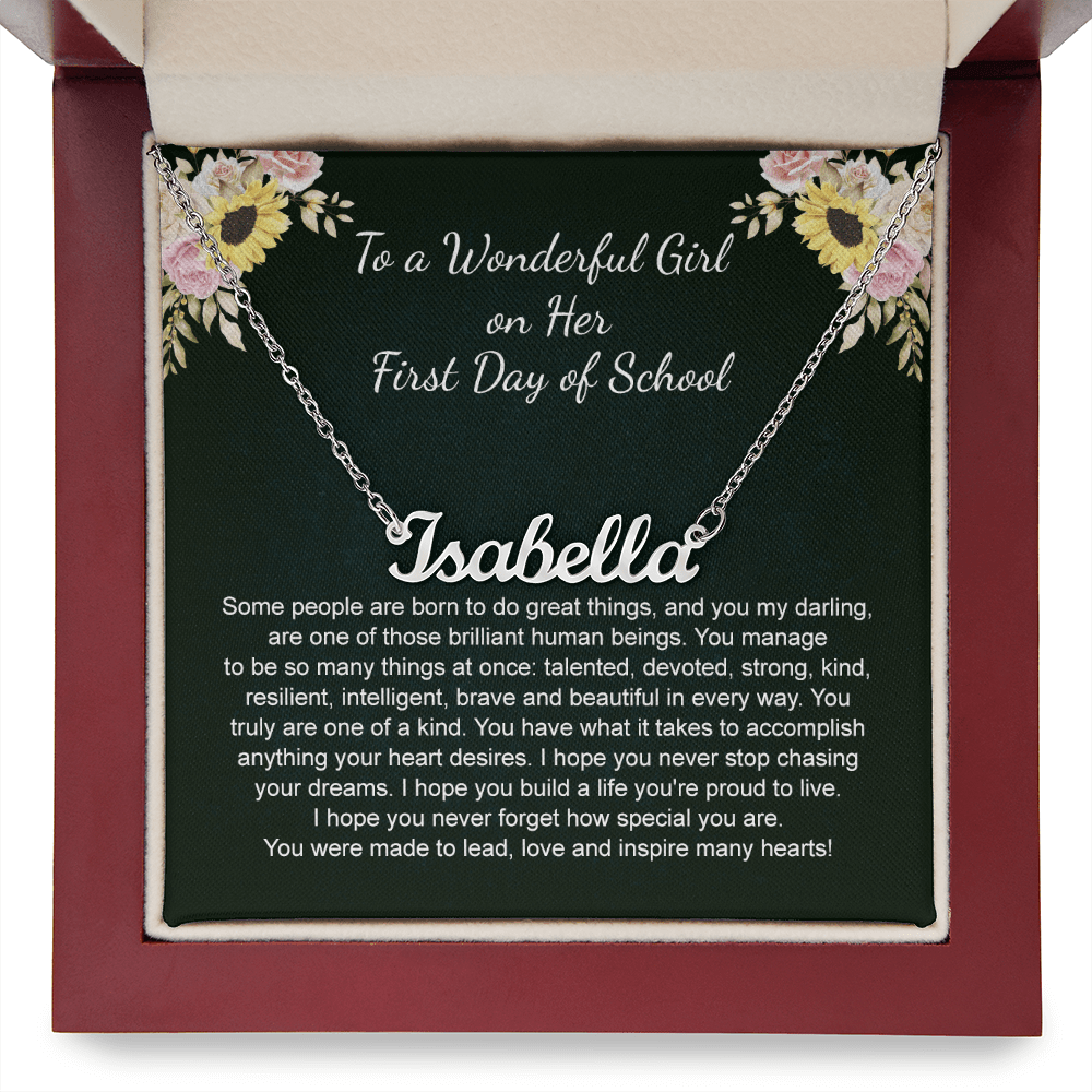 1st Day of School Gift- Custom Name Necklace