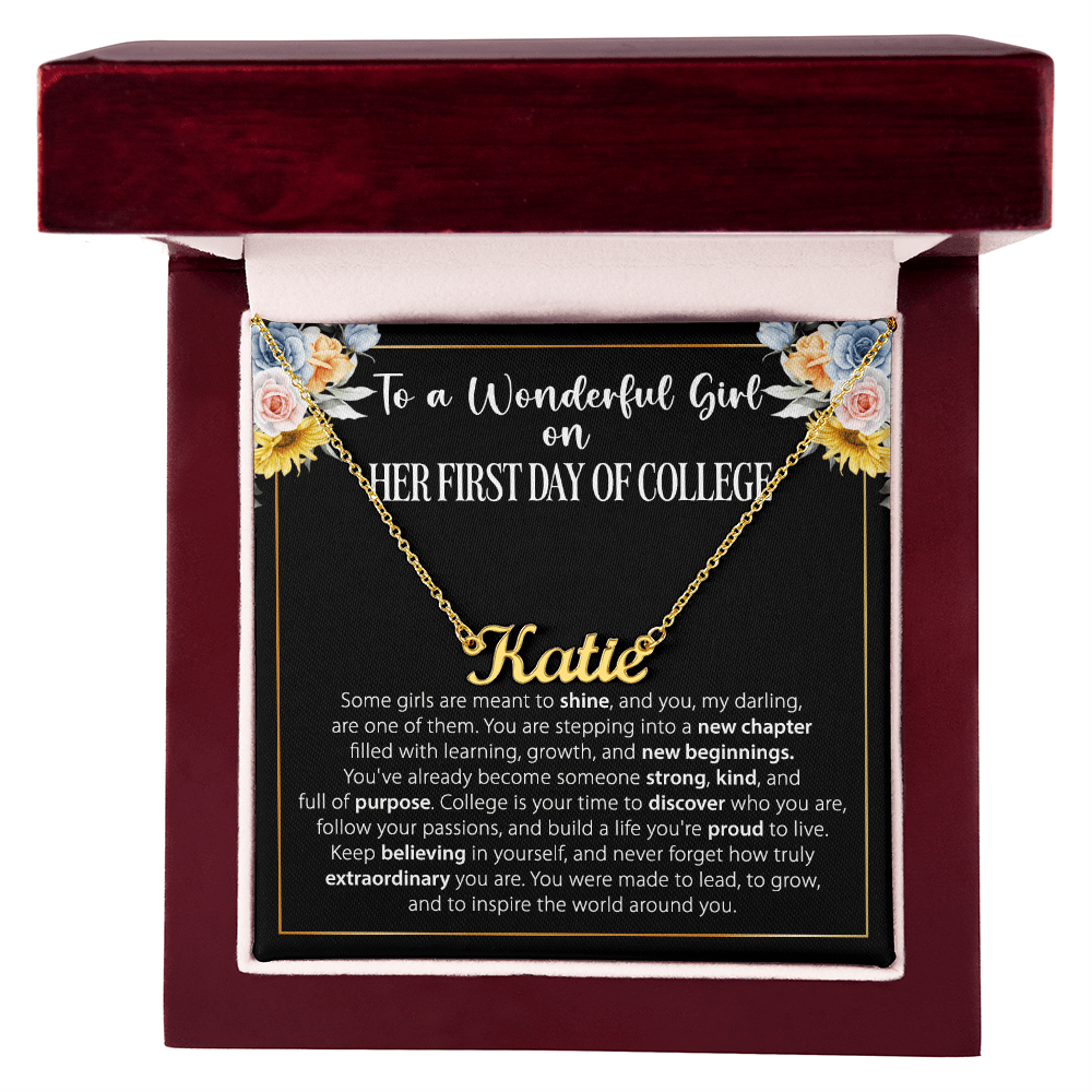 1st Day of College Gift - Custom Name Necklace