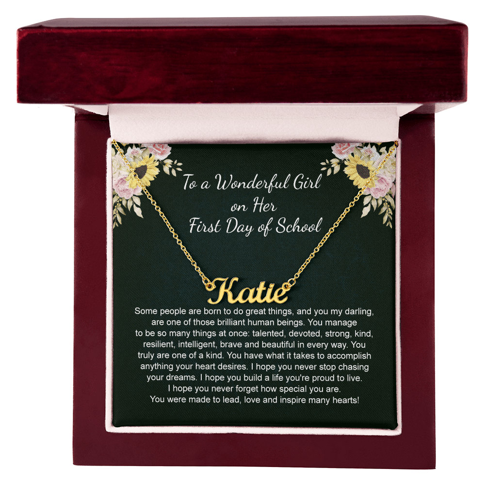 1st Day of School Gift- Custom Name Necklace
