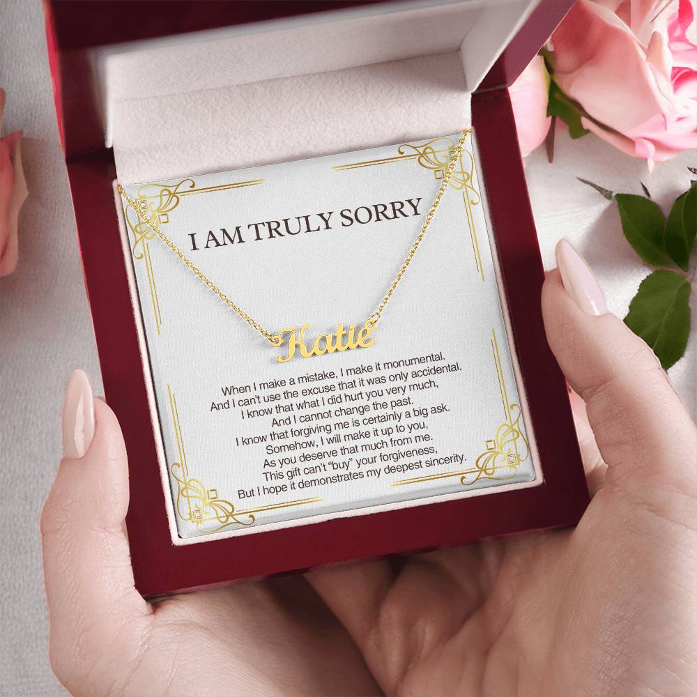 Personalized Apology Gift for Her - Customizable Name Necklace - I am Truly Sorry
