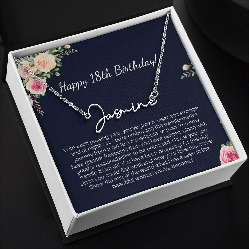 Personalized 18th Birthday Gift for Her - Customizable Signature Style Name Necklace