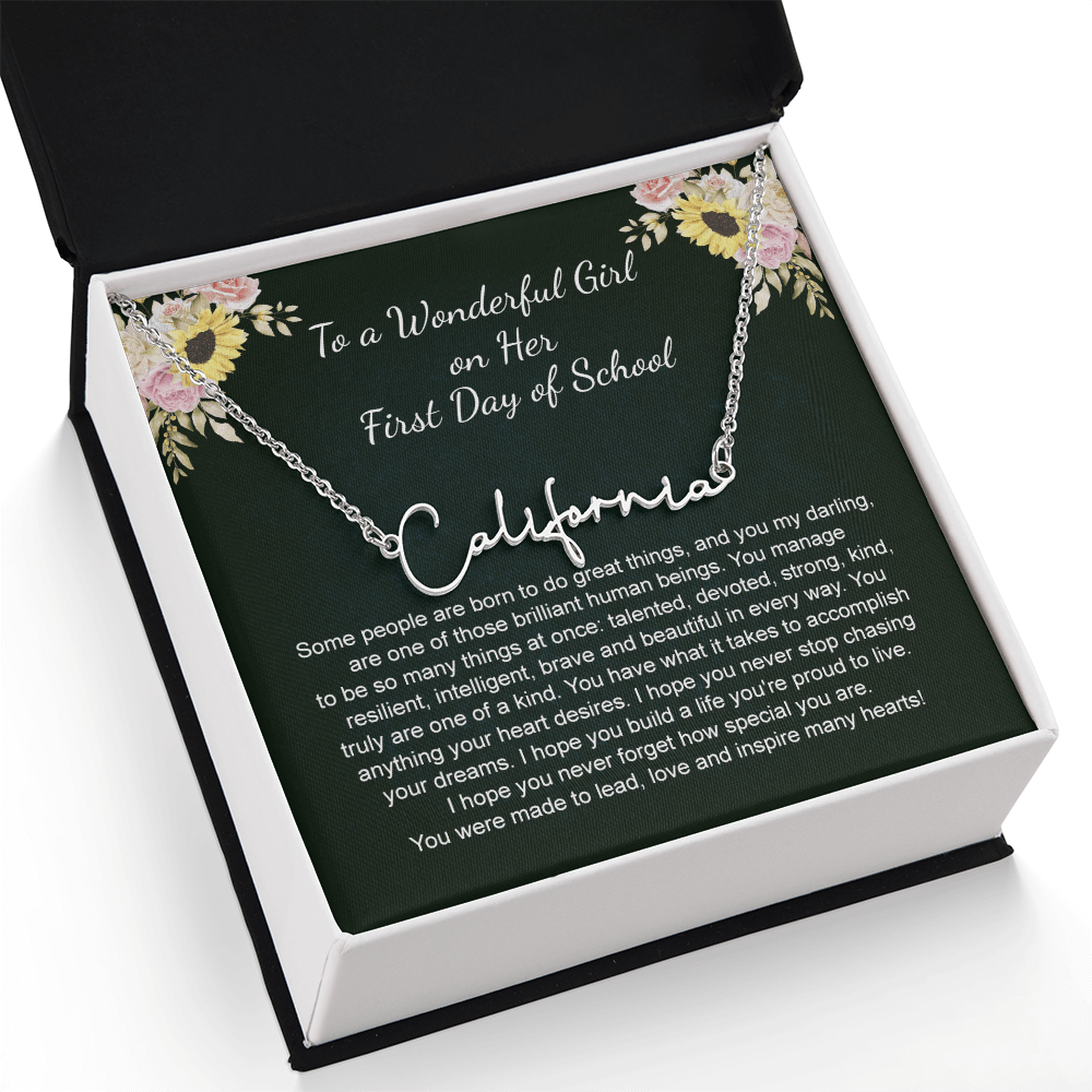 1st Day of School Gift- Signature Style Name Necklace