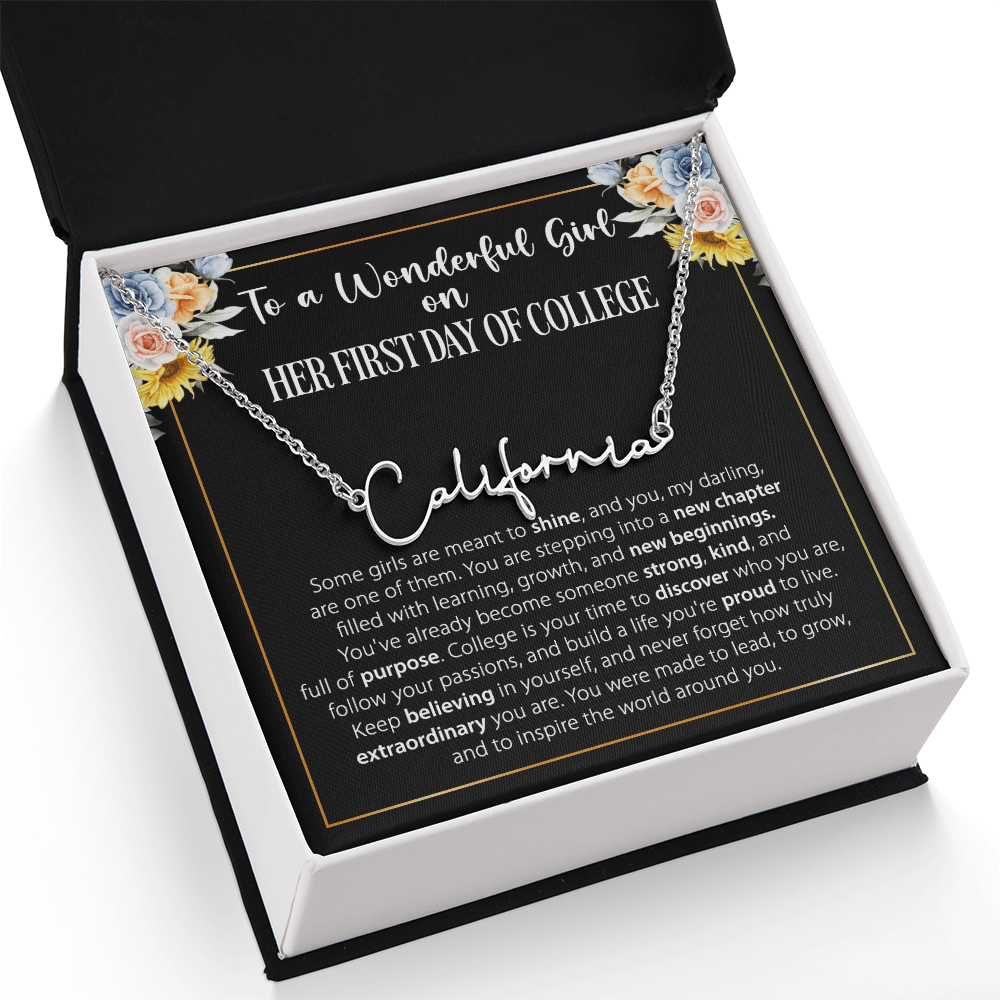 1st Day of College Gift- Signature Style Name Necklace