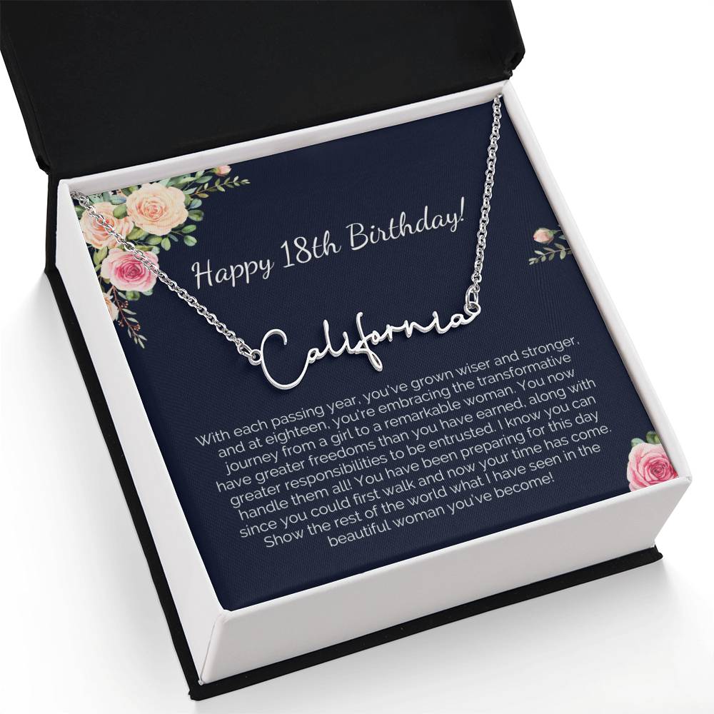 Personalized 18th Birthday Gift for Her - Customizable Signature Style Name Necklace