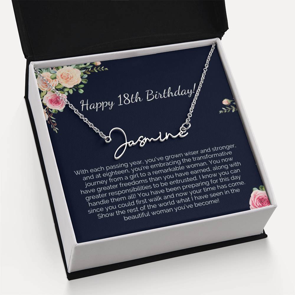 Personalized 18th Birthday Gift for Her - Customizable Signature Style Name Necklace