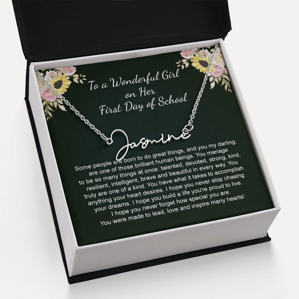 1st Day of School Gift- Signature Style Name Necklace