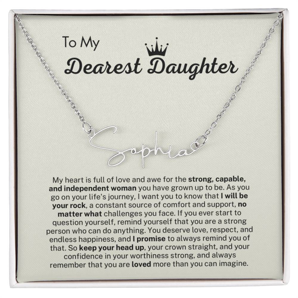 Personalized Gift for Dearest Daughter- Customizable Signature Style Name Necklace