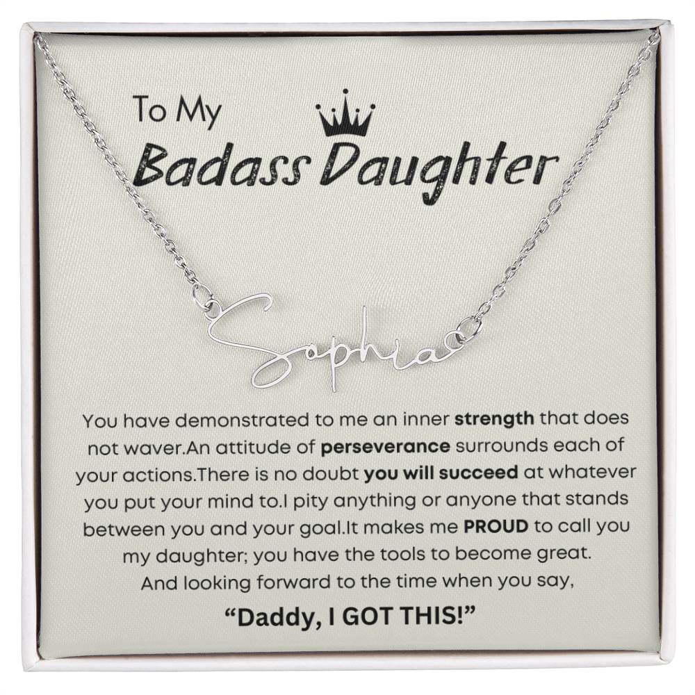 Personalized Gift for Badass Daughter- Customizable Signature Style Name Necklace