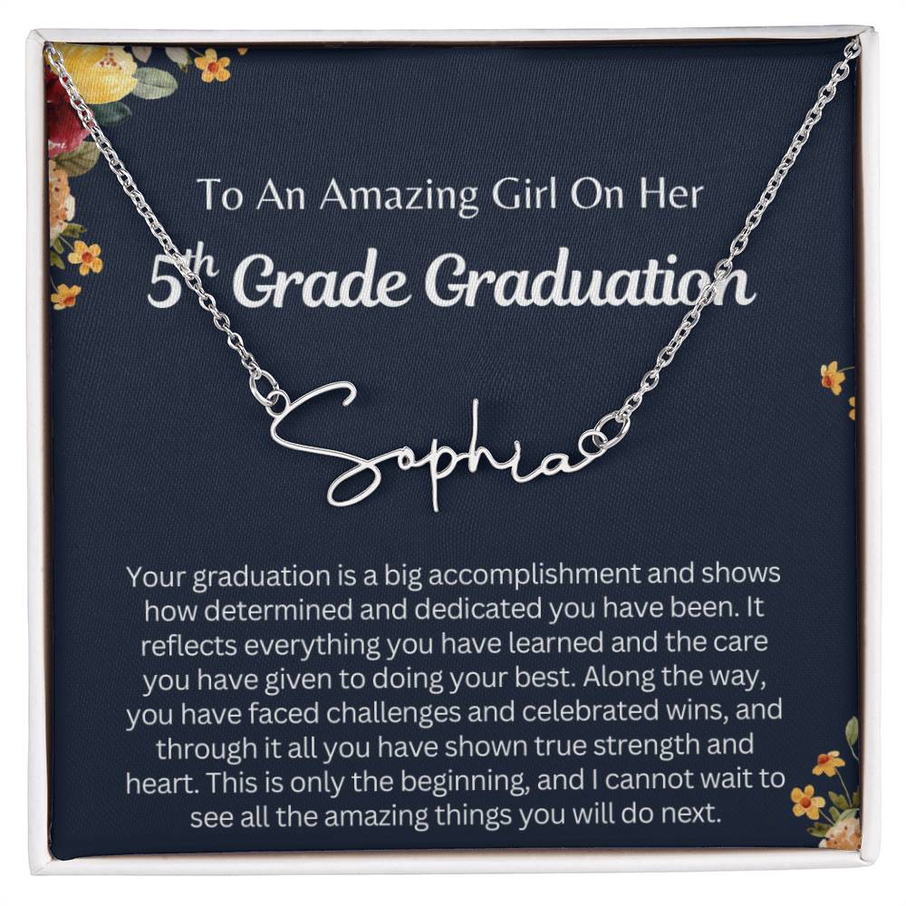 Personalized 5th Grade Graduation Gift2, Signature Style Name necklace for Her