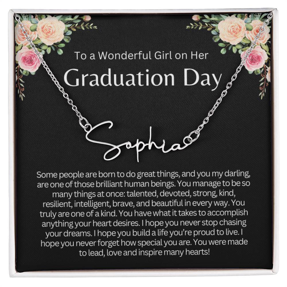 Personalized Graduation Gift for Her - Customizable Signature Style Name Necklace for Her