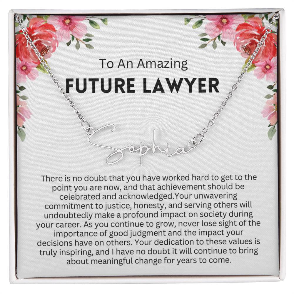 Personalized Gift for Future Lawyer - Customizable Signature Style Name Necklace for Her
