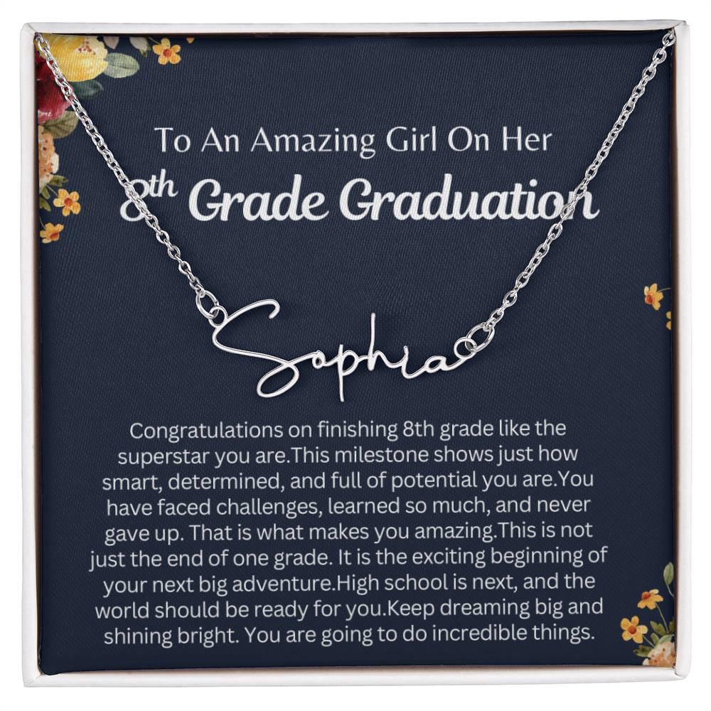 Personalized 8th grade graduation gift , Signature Style Name Necklace