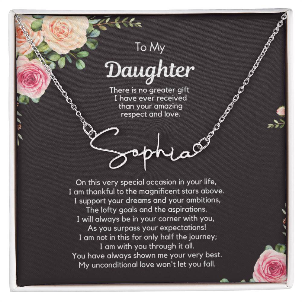 Personalized Graduation Gift for Daughter - Customizable Signature Style Name Necklace