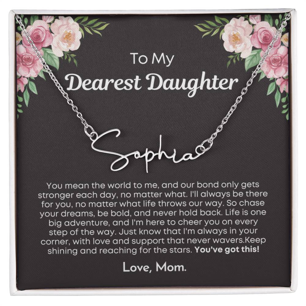 Personalized Birthday Gift Daughter from Mom - Customizable Signature Style Name Necklace