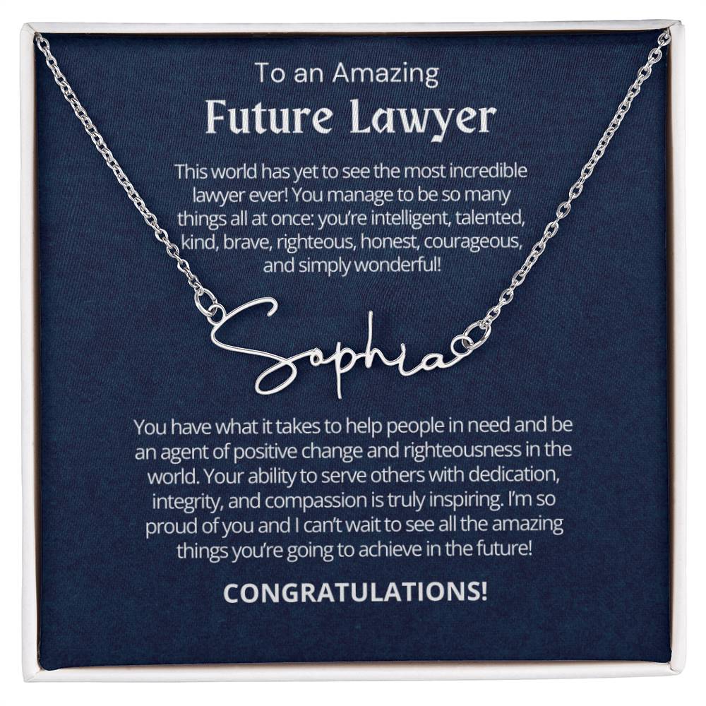 Personalized Gift for Future Lawyer - Customizable Signature Style Name Necklace for Her