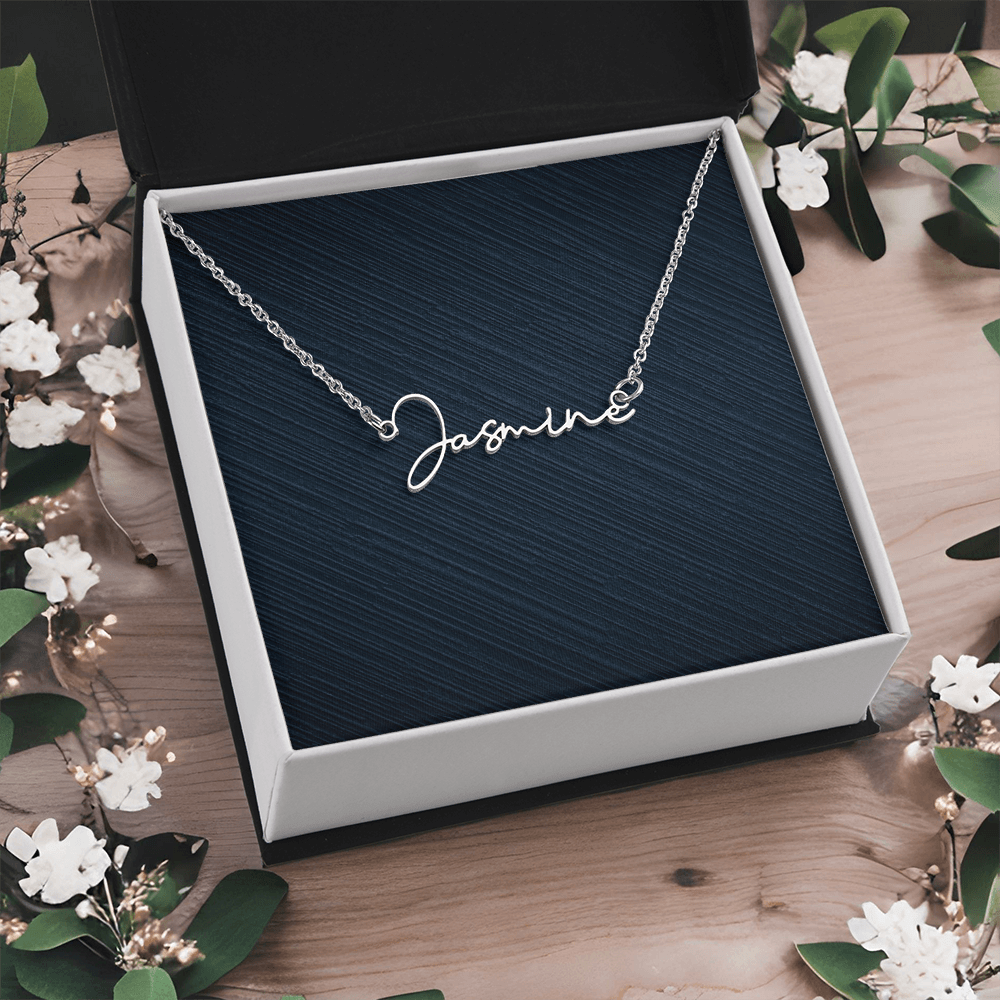 Personalized Signature Style Name Necklace, Famprecious Gifts Signature Style Necklace Chain with Gift Box