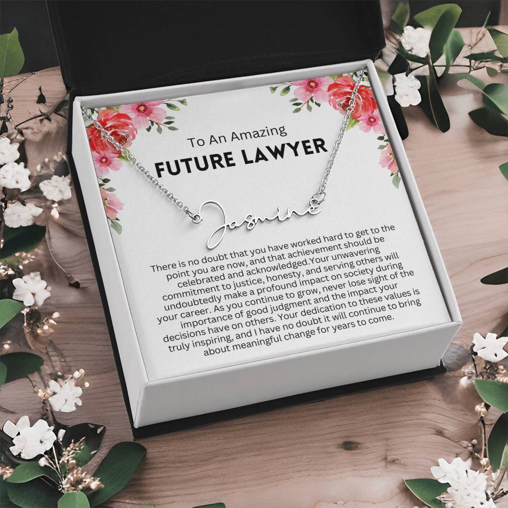 Personalized Gift for Future Lawyer - Customizable Signature Style Name Necklace for Her