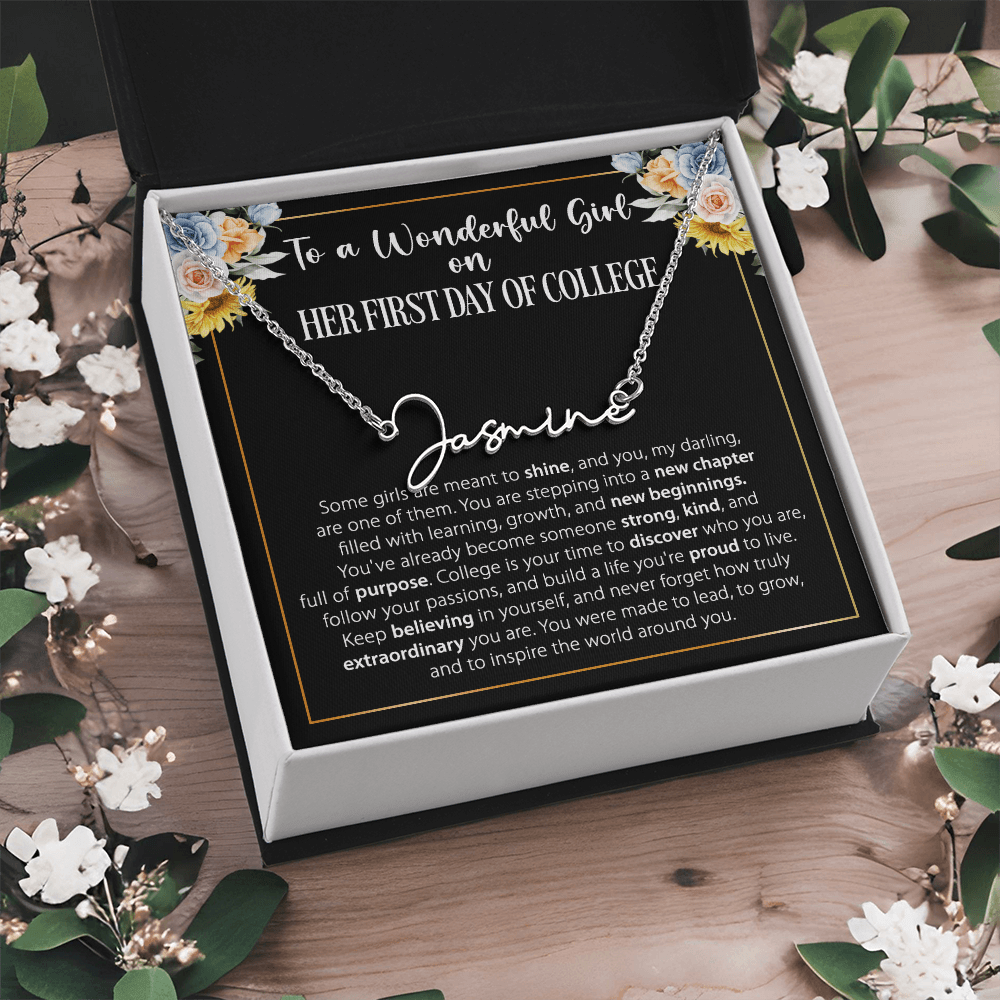 1st Day of College Gift- Signature Style Name Necklace