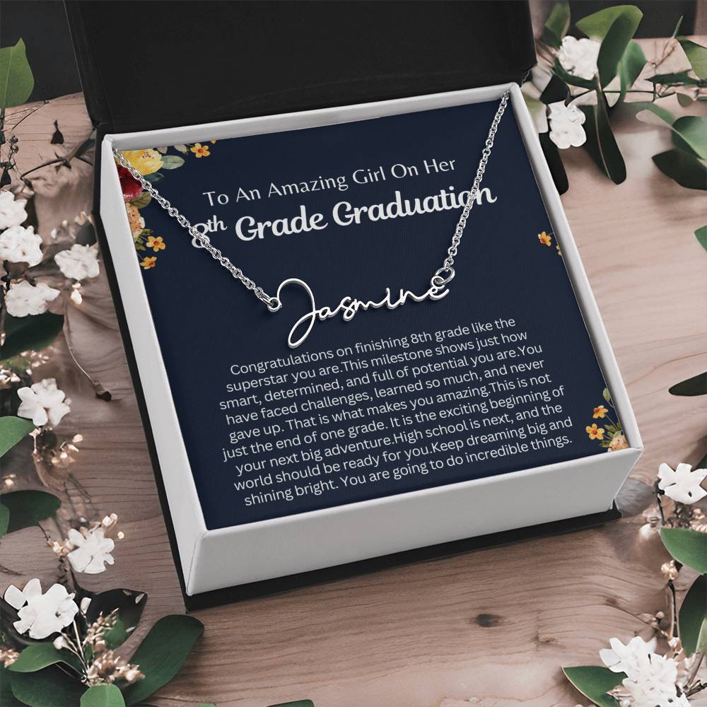 Personalized 8th grade graduation gift , Signature Style Name Necklace