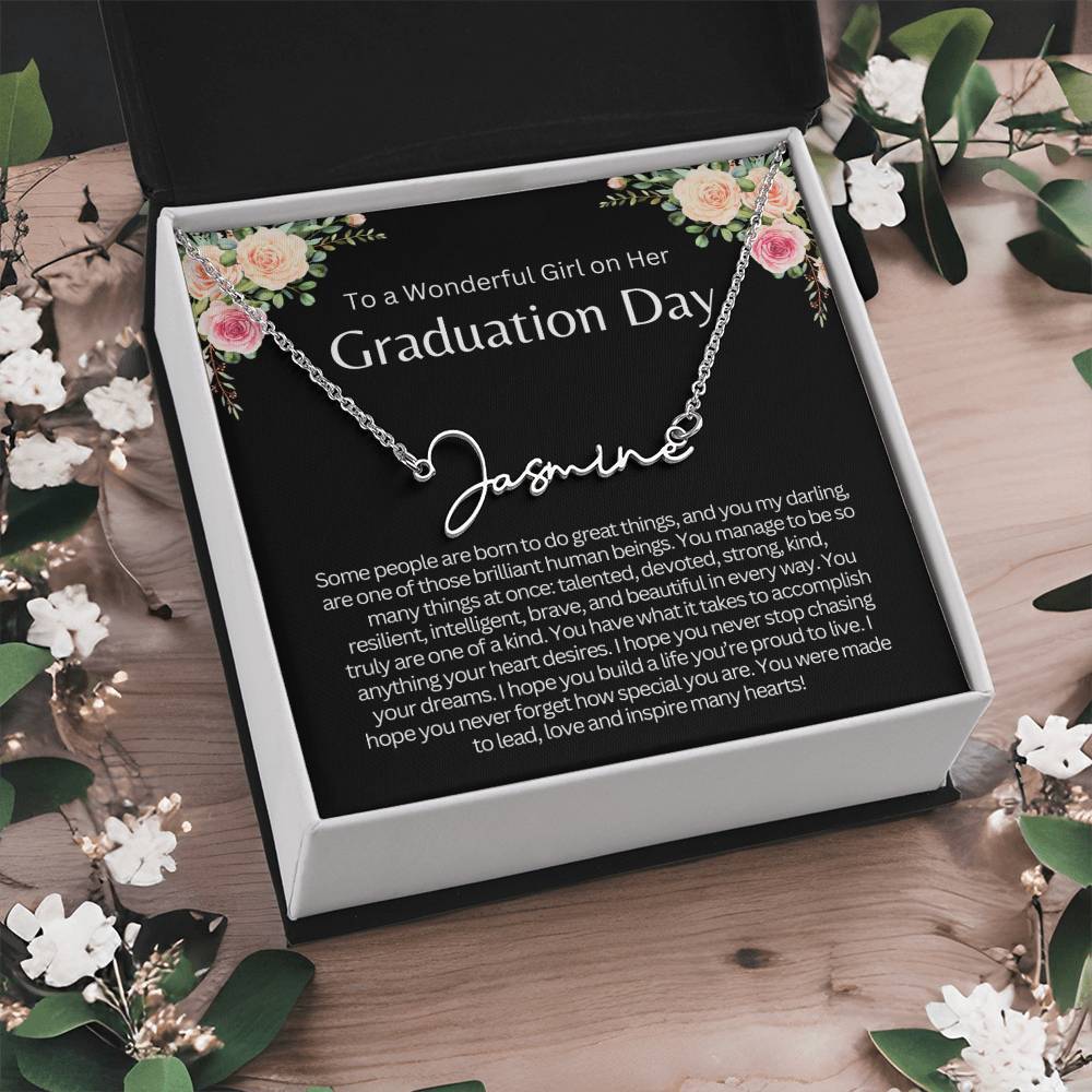 Personalized Graduation Gift for Her - Customizable Signature Style Name Necklace for Her