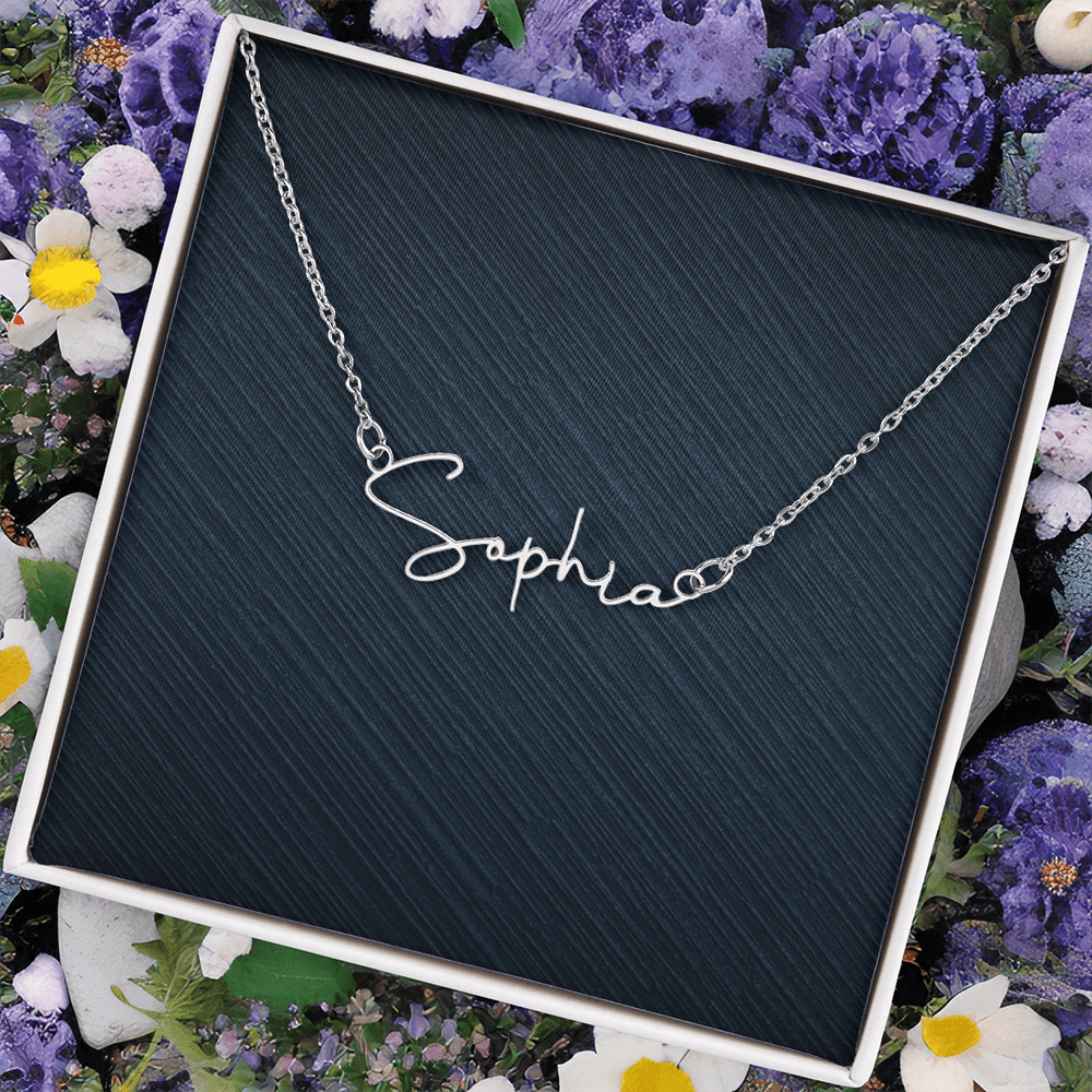 Personalized Signature Style Name Necklace, Famprecious Gifts Signature Style Necklace Chain with Gift Box