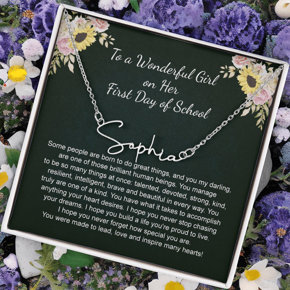 1st Day of School Gift- Signature Style Name Necklace