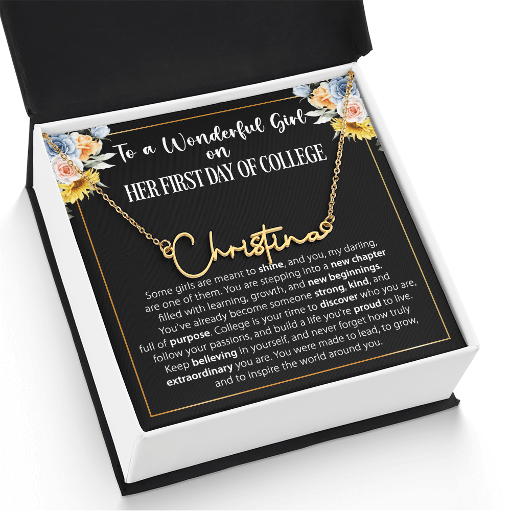 1st Day of College - Signature Style Name Necklace - Custom Gift for Daughter, Granddaughter