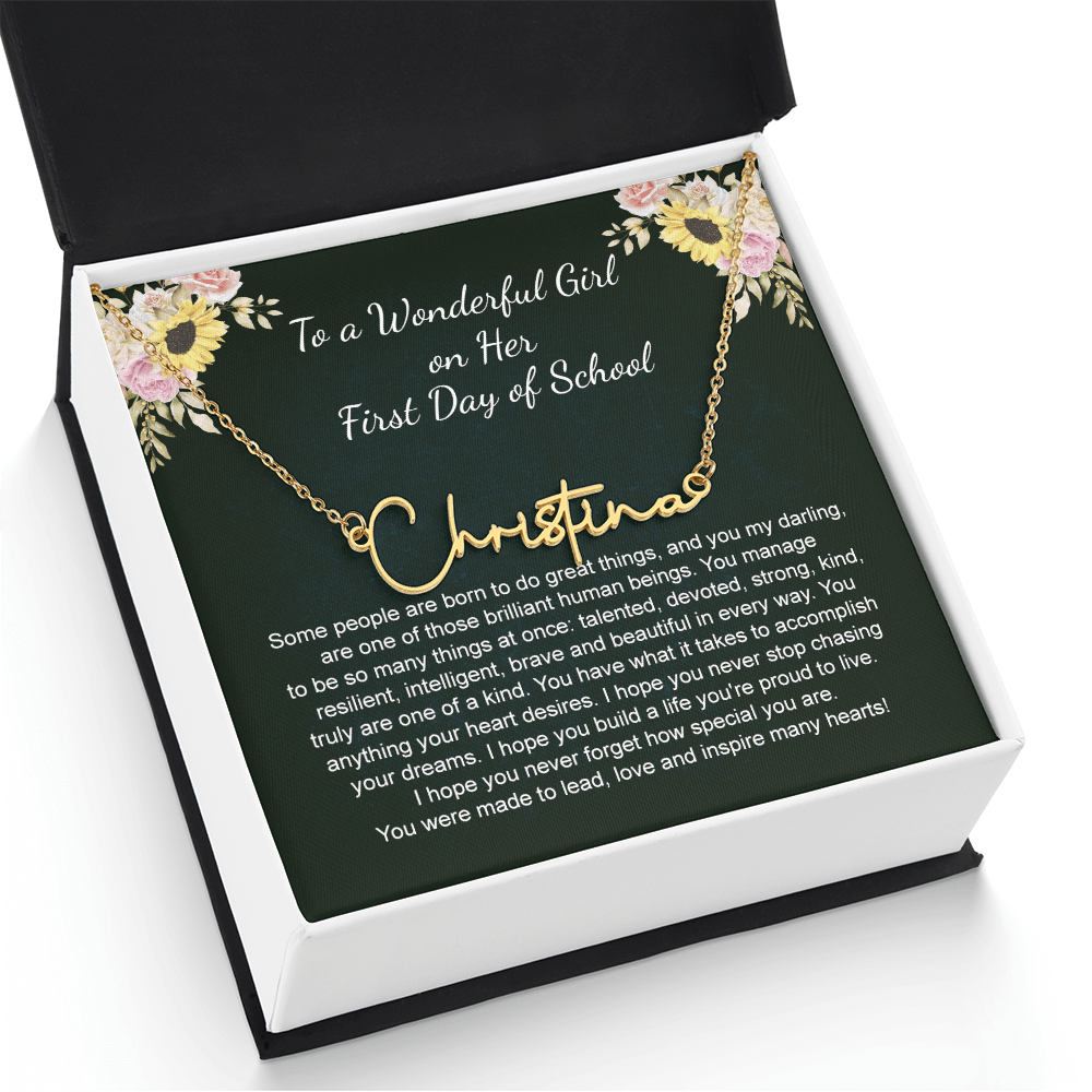 1st Day of School Gift- Signature Style Name Necklace