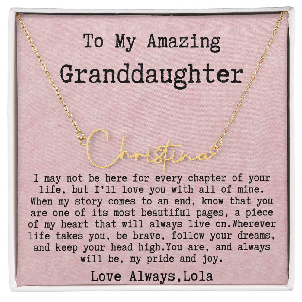 Personalized Birthday Gift for Granddaughter – Custom Signature Style Name Necklace – Unique Name Plate Necklace from Lola