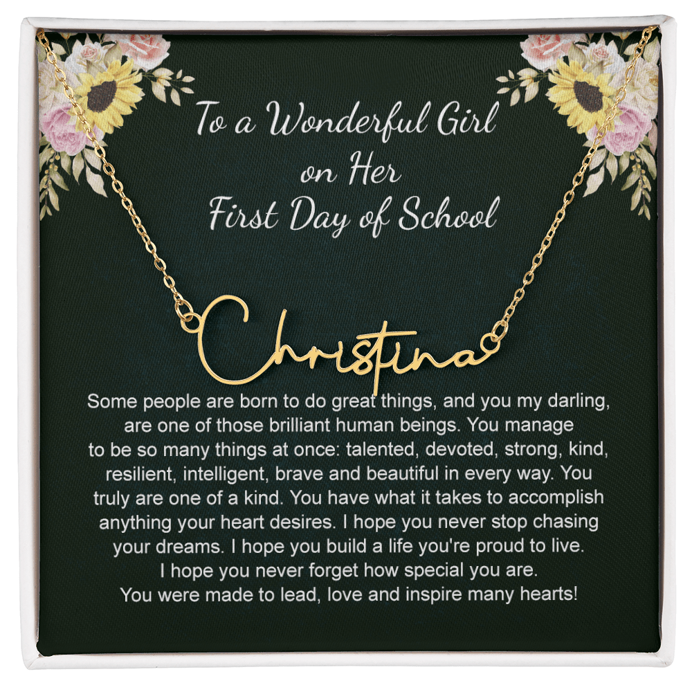 1st Day of School Gift- Signature Style Name Necklace