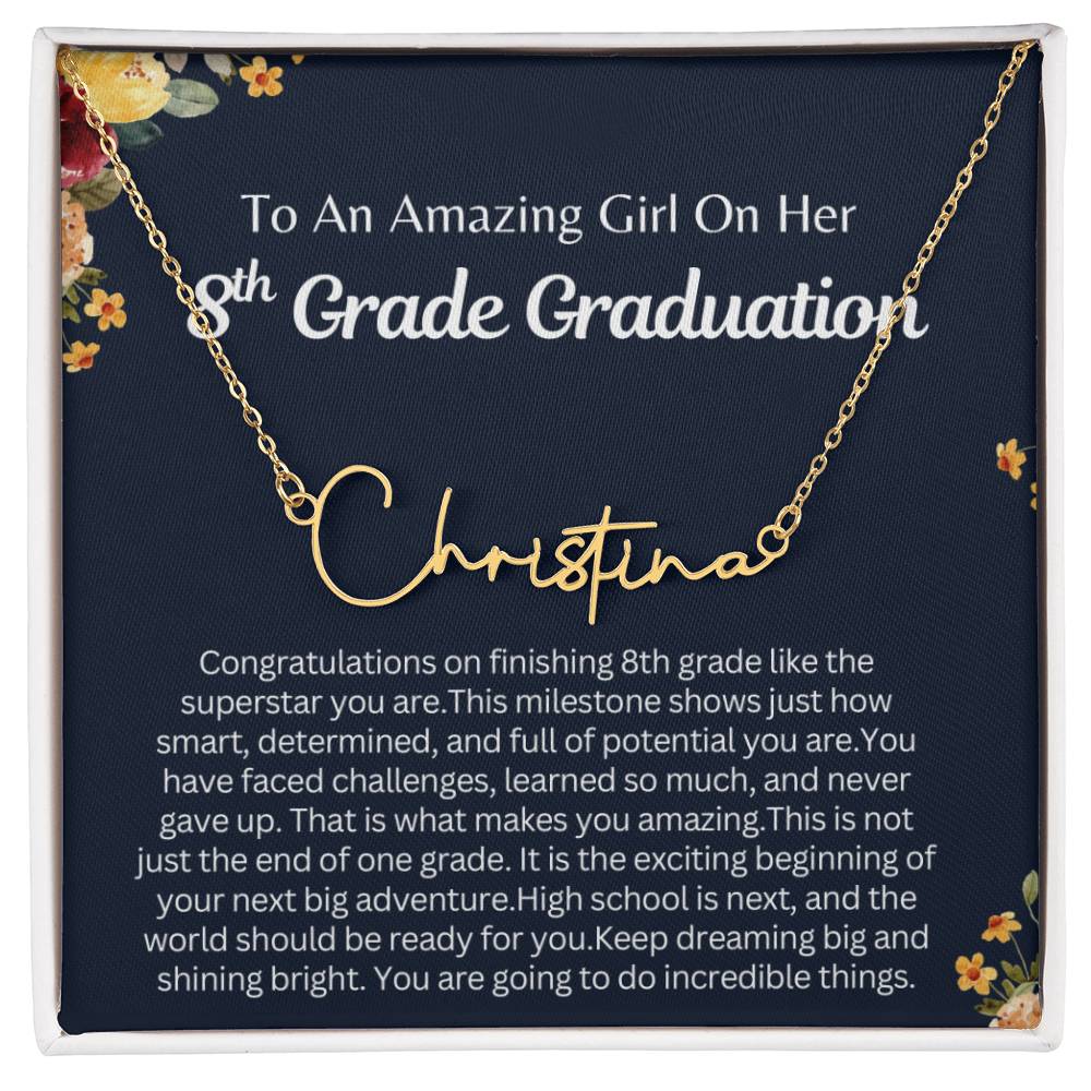 Personalized 8th grade graduation gift , Signature Style Name Necklace