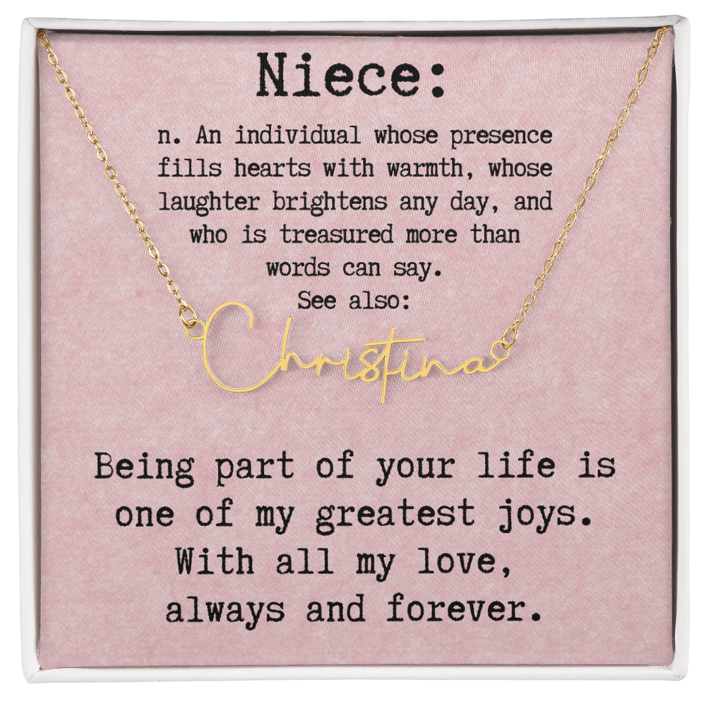 Personalized Birthday Gift for Niece – Custom Signature Style Name Necklace – Unique Name Plate Necklace Birthday Present from Aunt