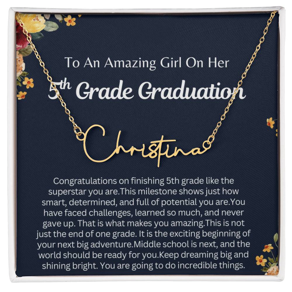 Personalized 5th Grade Graduation Gift, Signature Style Name necklace for Her