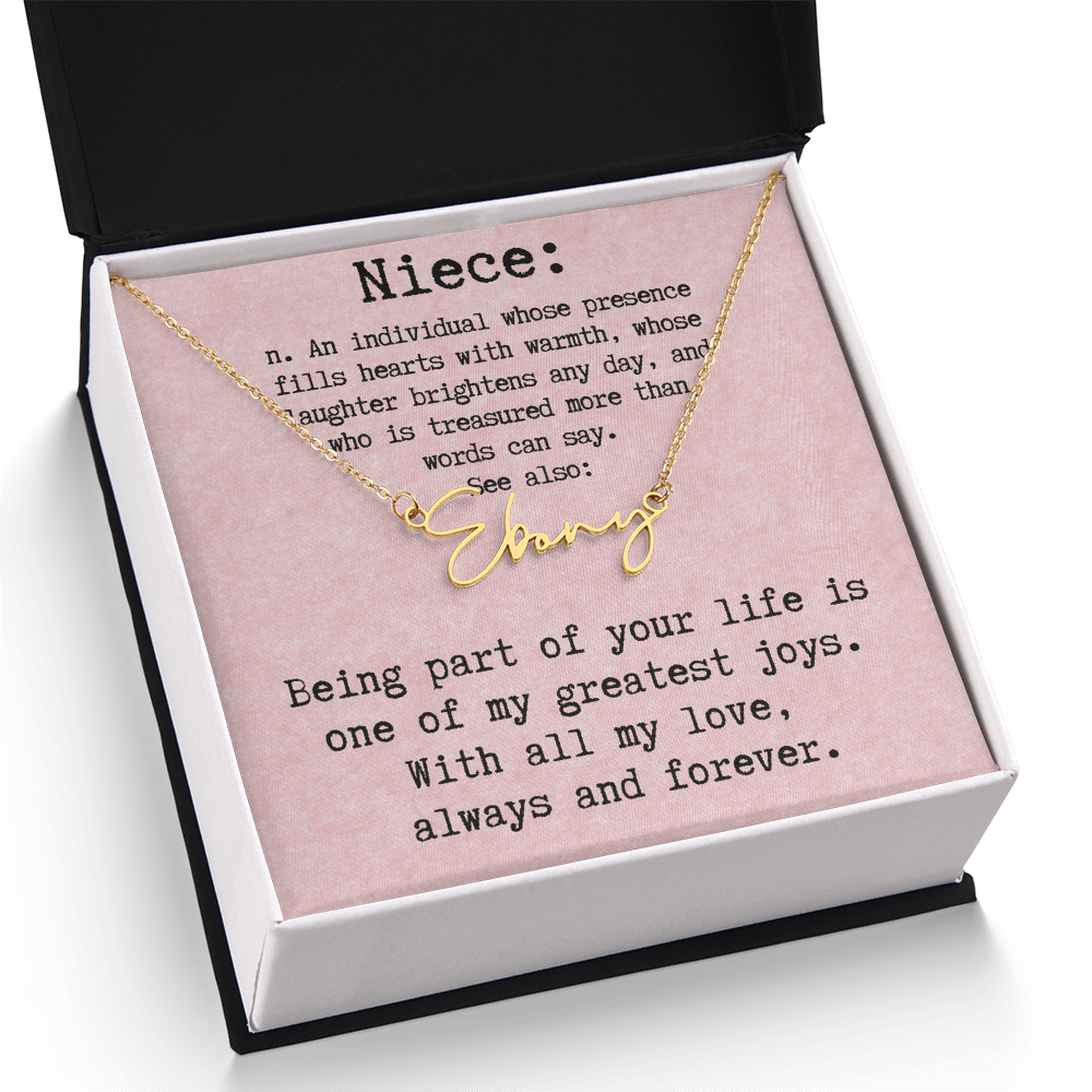 Personalized Birthday Gift for Niece – Custom Signature Style Name Necklace – Unique Name Plate Necklace Birthday Present from Aunt