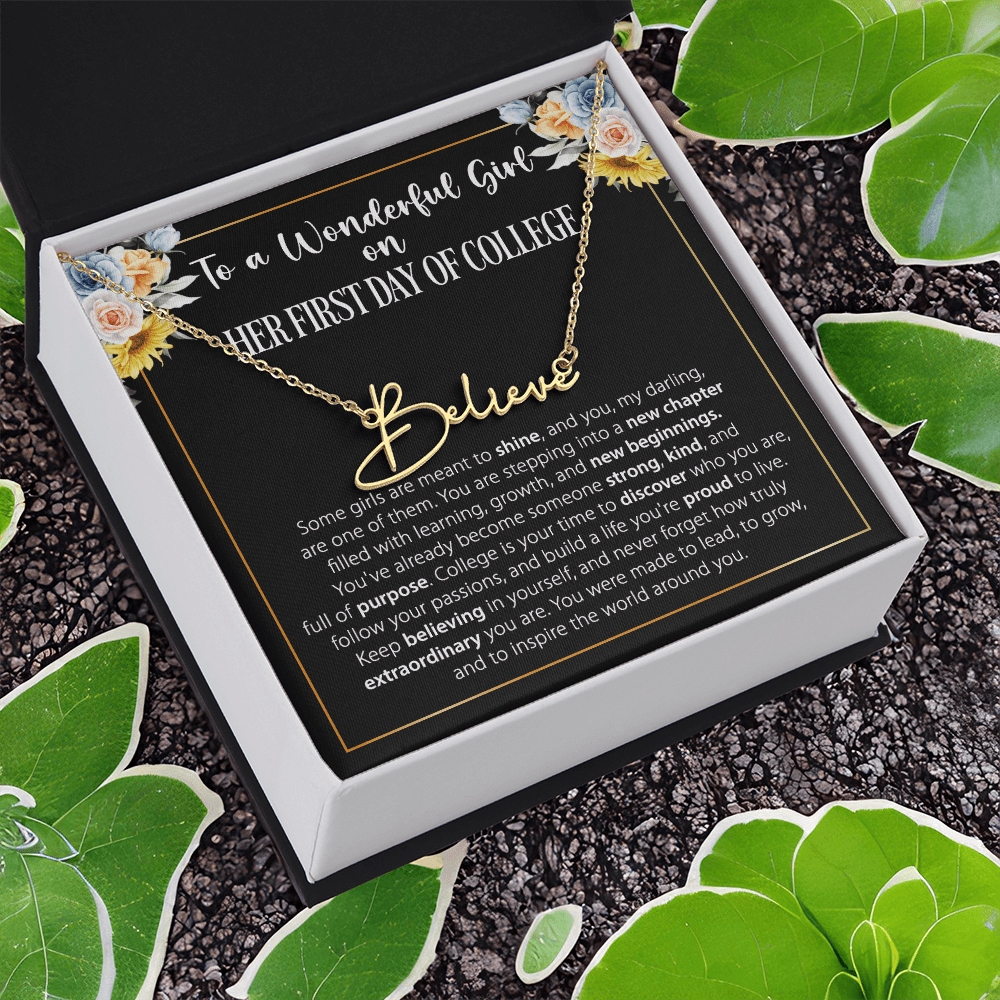 1st Day of College - Signature Style Name Necklace - Custom Gift for Daughter, Granddaughter
