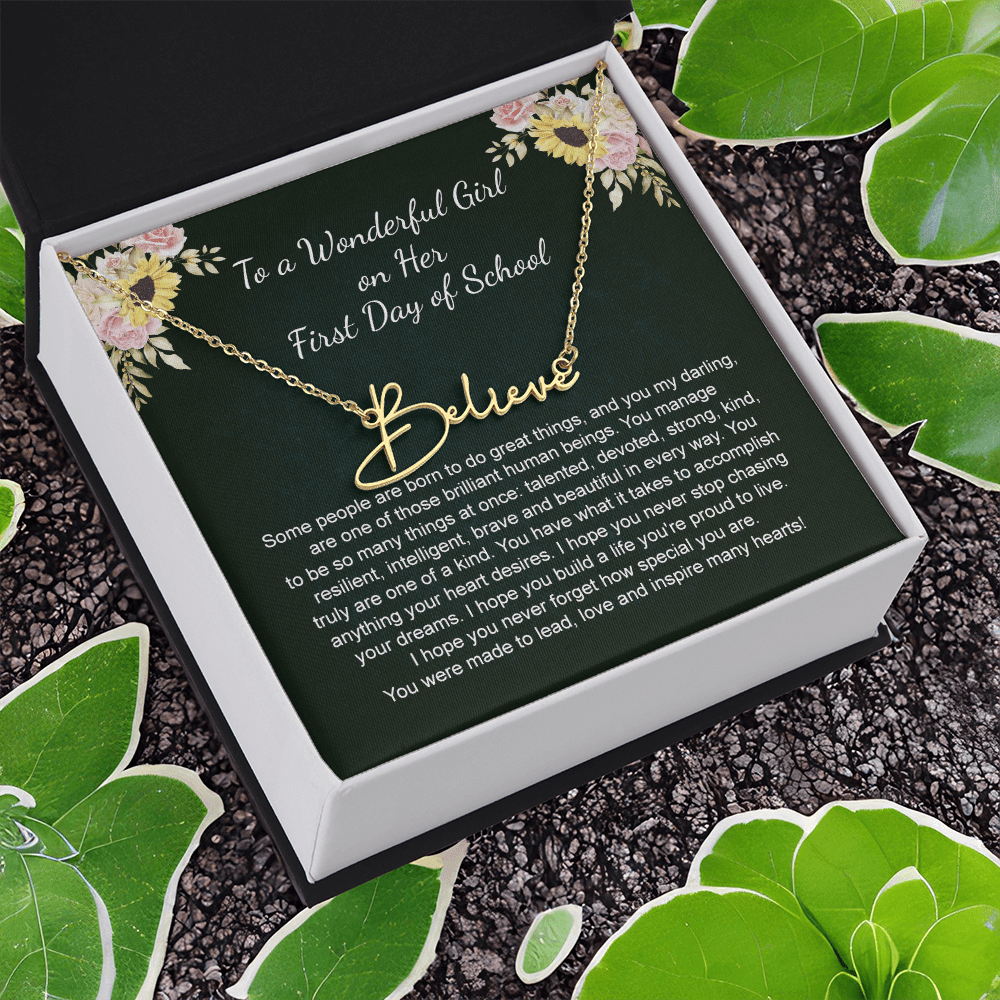 1st Day of School Gift- Signature Style Name Necklace